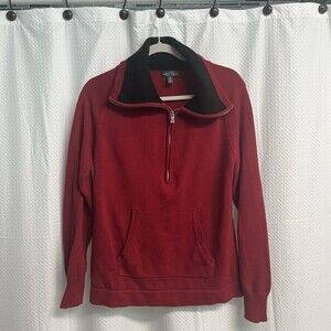 LRL Lauren Jeans Co. Red 1/2 Zip Cotton Kangaroo Pocket Sweater Large